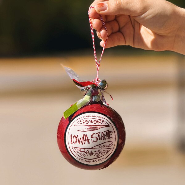 Iowa State Cyclones Ornament with Ribbon Bells and Gift Box 3-5-inch